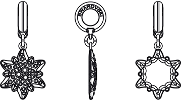 Swarovski BeCharmed & Pavé Beads - 86 532 - BeCharmed Pave Edelweiss Charm - Line Drawing